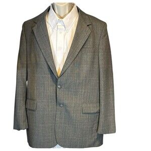 Glen Plaid Suit Jacket 42L by Arnie – Gray Brown Check